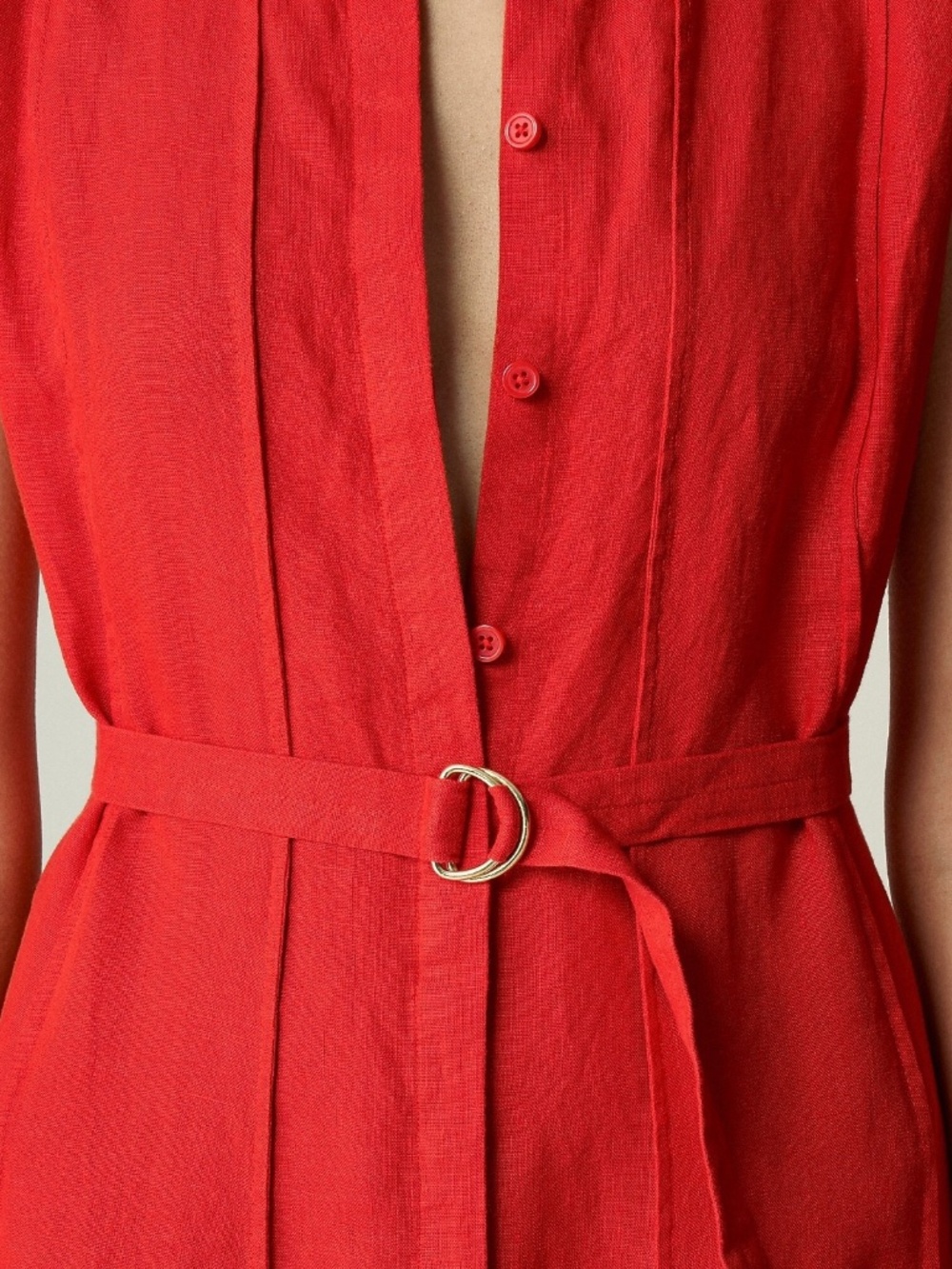 New JCREW Size L Seamed Linen Dress in Red $248 CA671 - Picture 4 of 7